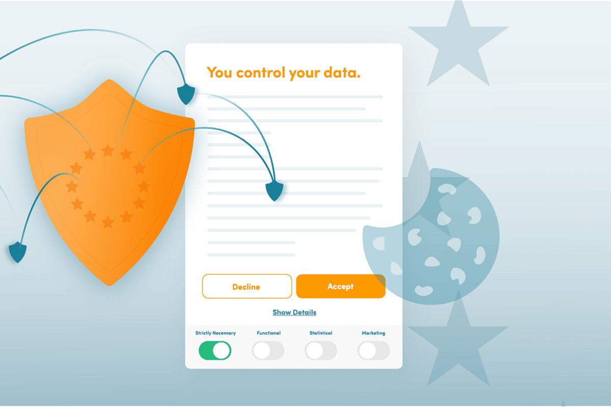 Cookie-pop-up med symboler. En illustration.